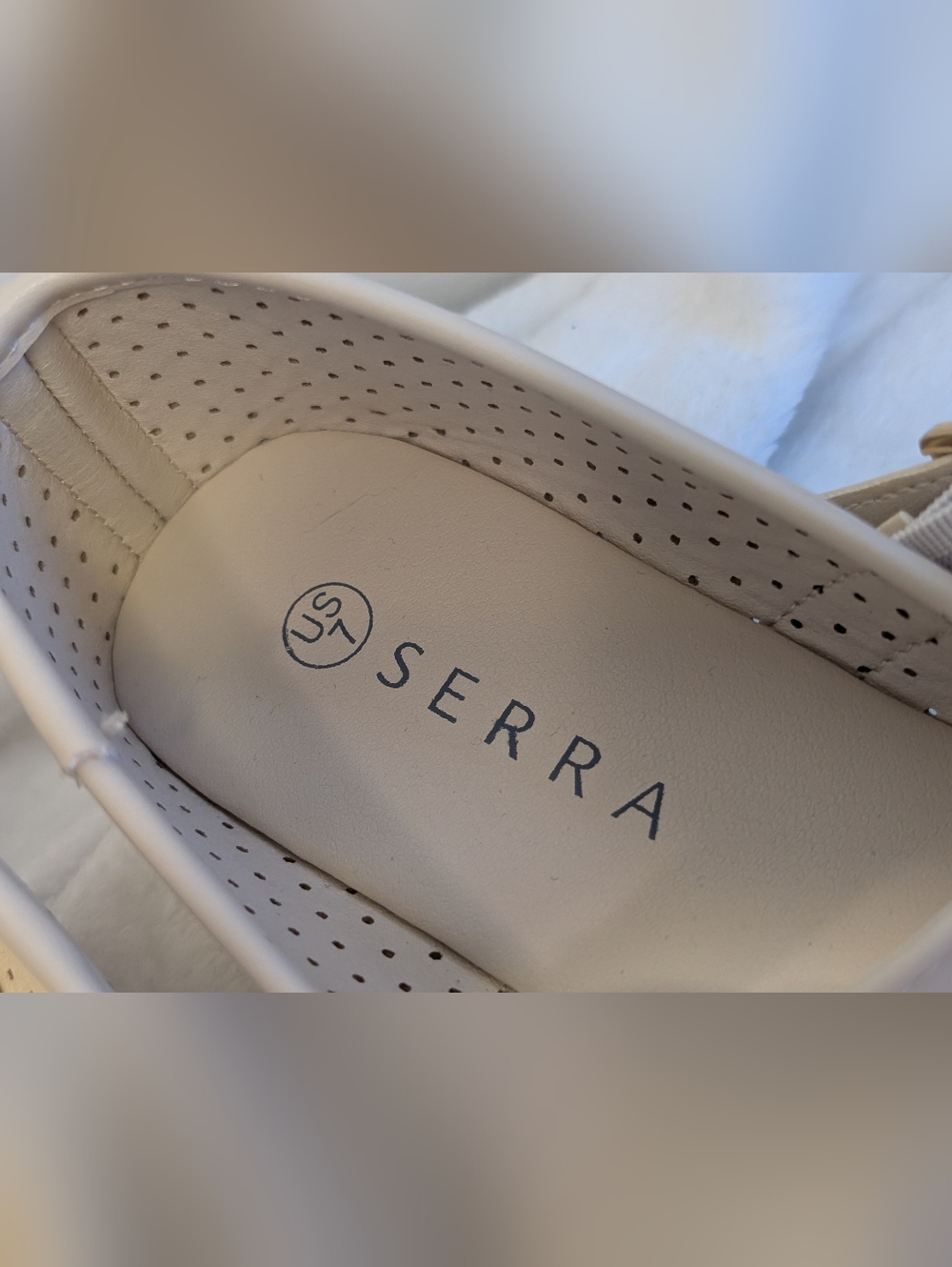 Serra Beige Perforated Mary Jane Flats - Picture 6 of 6